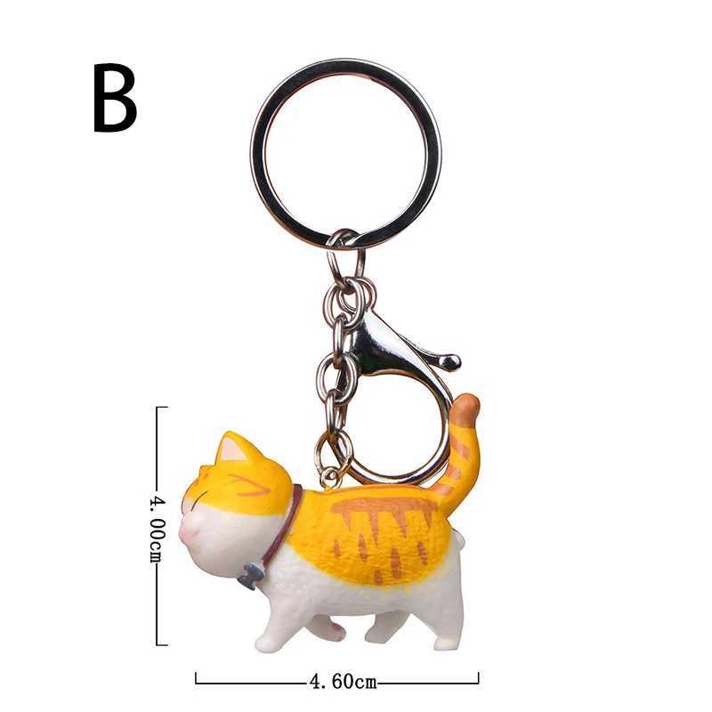 Cute Cartoon Kitten Fat Cat Keychain SelfHealing Warm Series Japanese Keyring Round Rolling Simple Cat Handmade Korean Car BagL240729