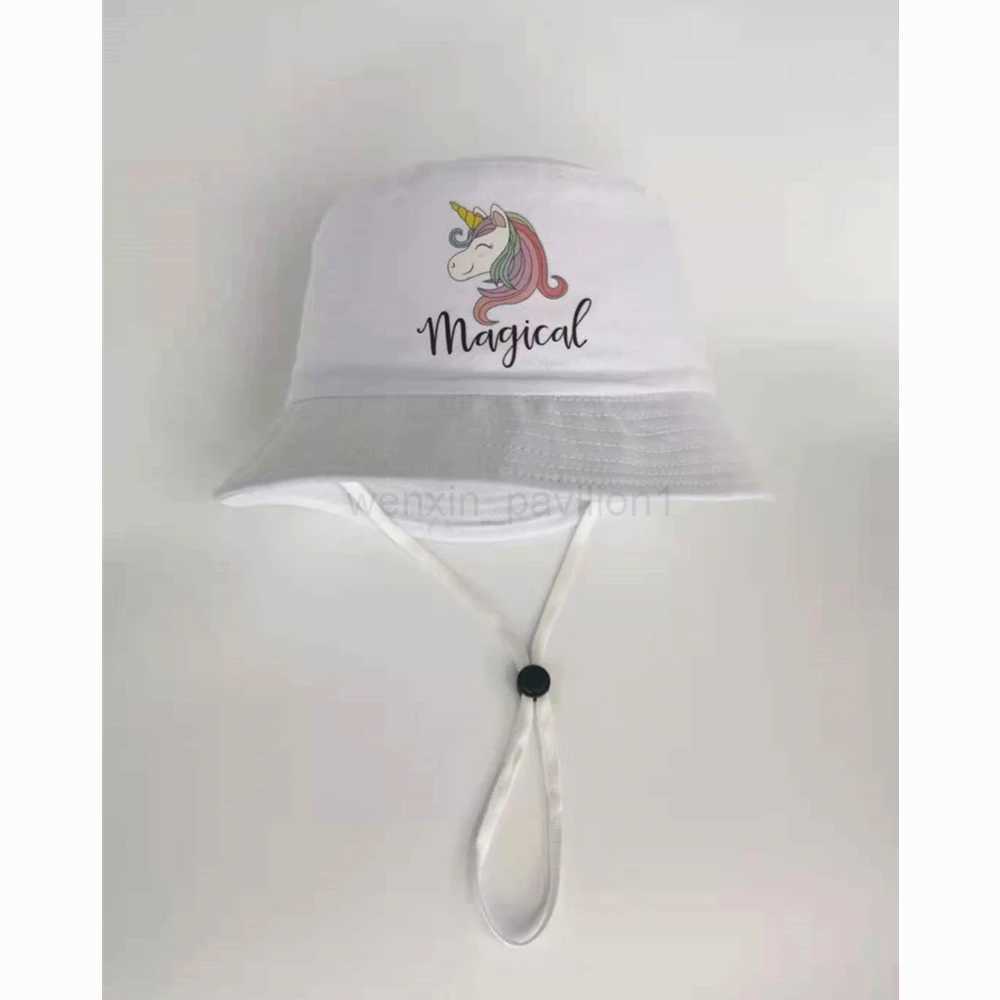 girls bucket hat unicorn hats cap accessories girls summer sun fishing hat cap for kids Windproof rope mommy and me bonnetsXJ240729