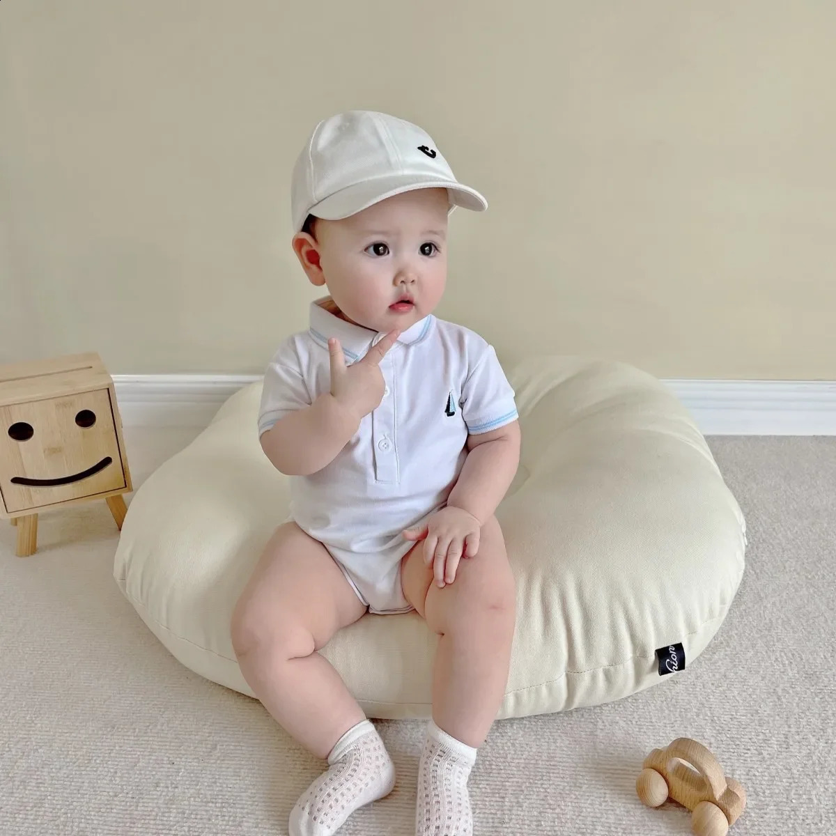 Cotton Infant Short sleeves Romper Baby Polo Shirt Kids Toddler Handsome Gentlemen Clothes 0-24M 240711