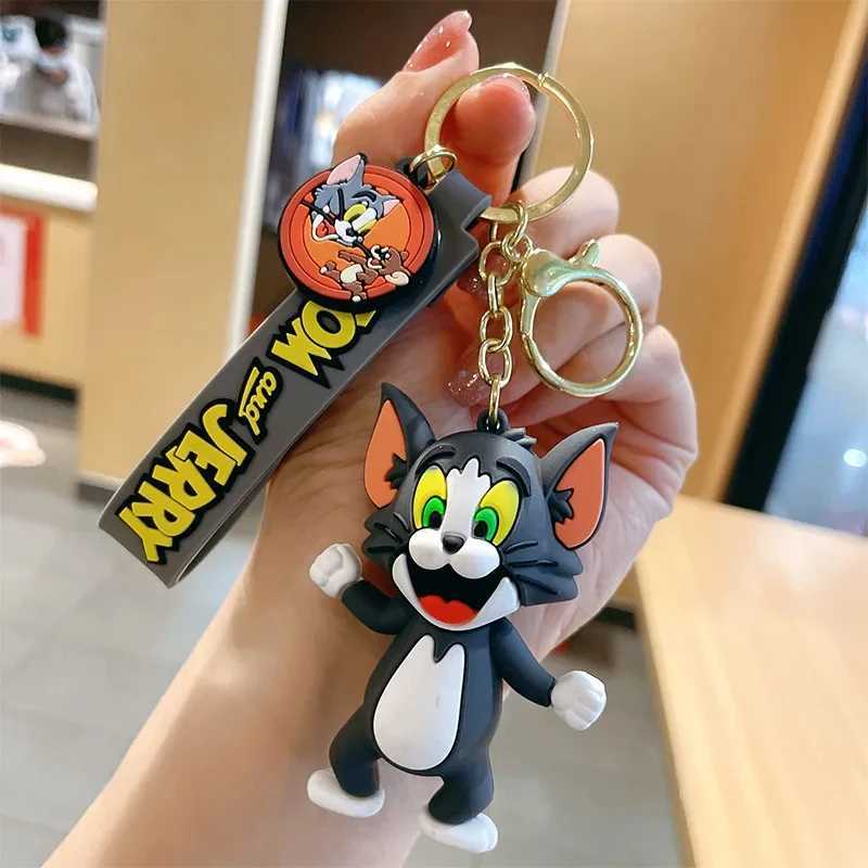 Tom and Jerry Anime Cartoon Ornament Keychain Car Key Bag Pendant Cute Cat And Mouse Action Doll Collectibles Kids Gift ToysL240729
