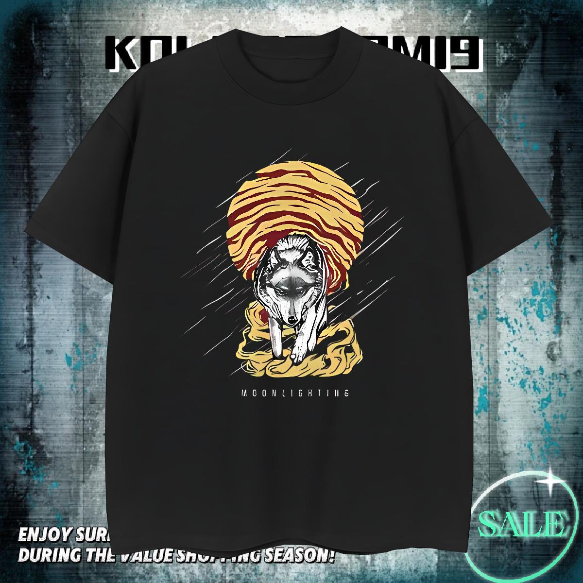 High Quality Men Tees 230g Pure Cotton Hip Hop wolf Custom Cartoon Breathable Soft Casual New T-Shirts Polos