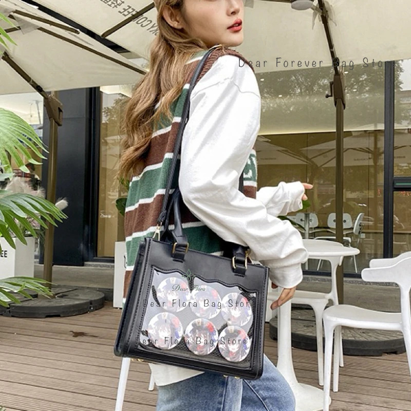 Y2K Womens Fashion Ita Bag Sweet Girl Transparent Crossbody Bags Trendy Tote Lolita Shoulder DIY Display Handbag Purses 240729