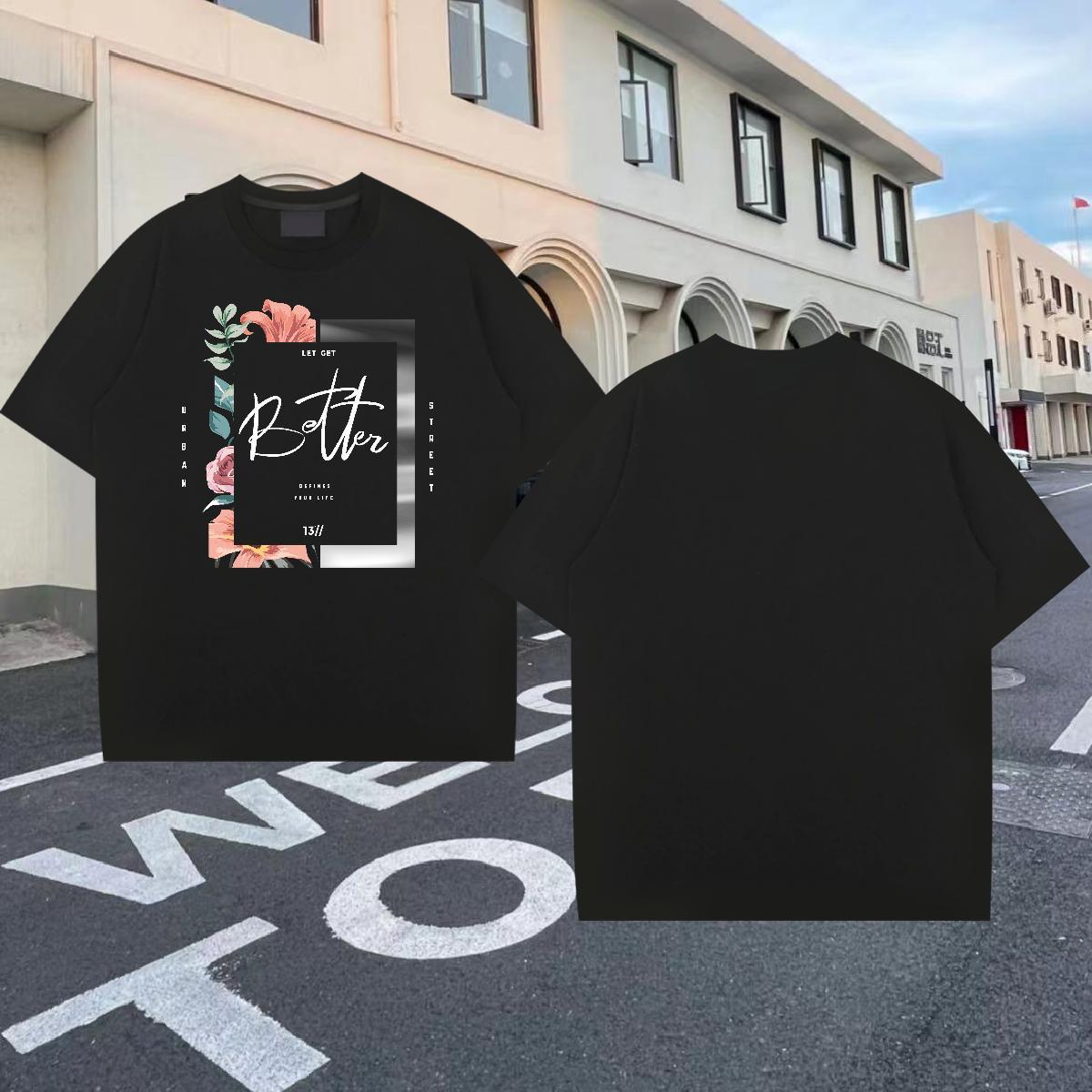 Soft Men Clothes T-Shirt 230g Pure Cotton Summer Casual flower Skull Short Sleeve O-Neck Factory Direct T shirt Clothings