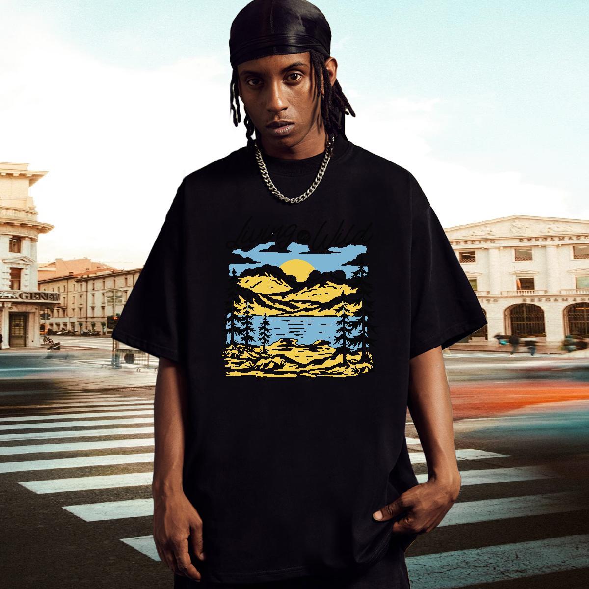 Wholesale Men Tshirts 230g Pure Cotton Street Wear sun DIY Breathable Crew Neck New Designer T Shirt For Man Tees Shirts