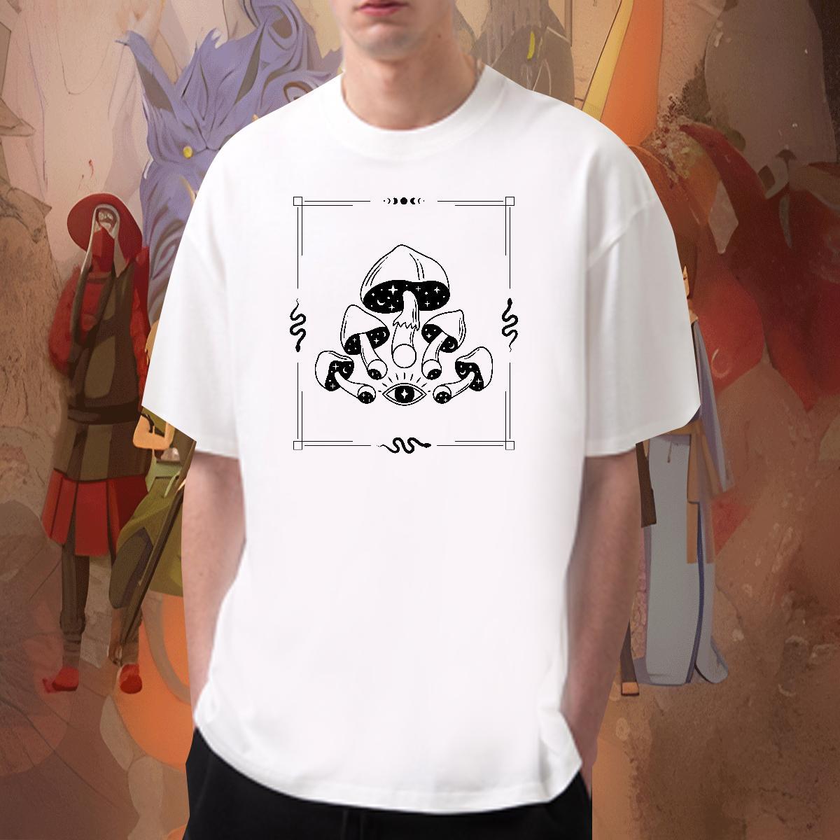 Cool Couples T Shirts 100% Cotton 230g Casual Beach mushroom Plus Size Cartoon Breathable Short Sleeve Casual New Mens T Shirts Tshirts