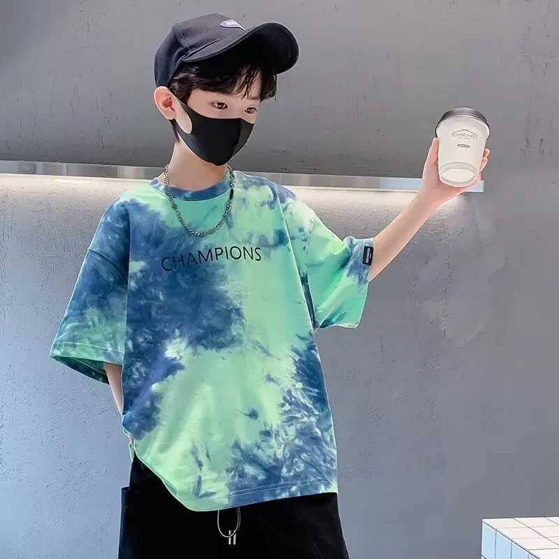 T-shirts Summer Kids Clothes Fashion Streetwear Boys Girls Personality T Shirt Tie Dye Tops Children Short Sleeve Childrens ClothingL24729