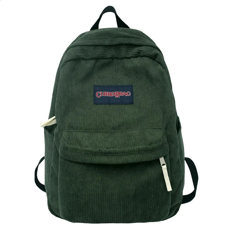 Vintage l Corduroy Green School Bag Men Women Laptop College Backpack Cool Lady Student Fashion Female Travel BookBag 240822