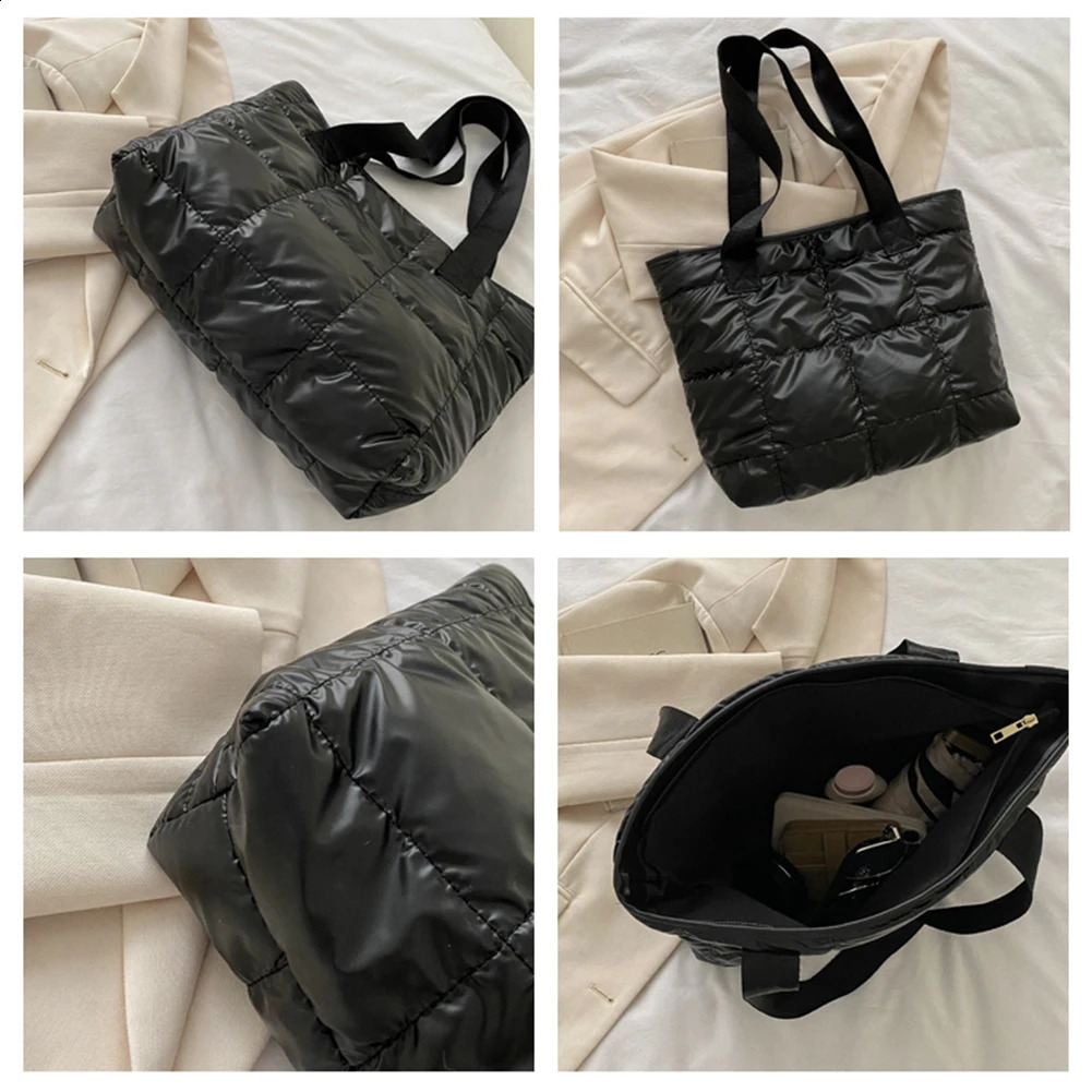 Fashion Tote Handbags Soft Rhombus Bags for Women Black Large Capacity Vinatge Quilted Shoulder Bag Purse Travel Shopping 240729