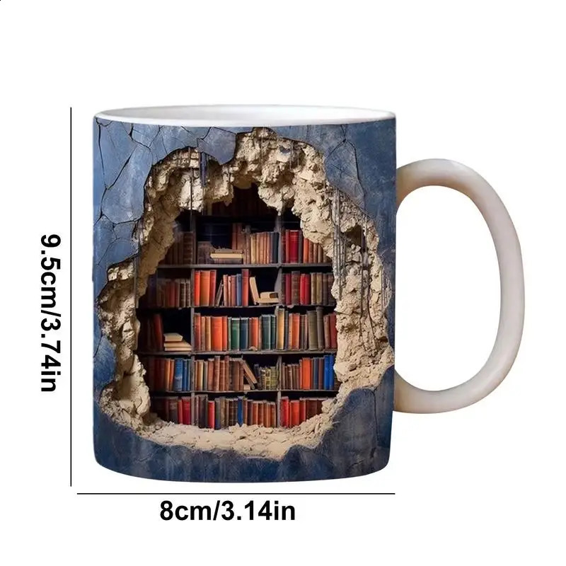 3D Bookshelf Hole In Wall Mug, Personalized Custom Photo 11oz Ceramic Coffee Tea Cup for Birthday Christmas 2024 dh3628137