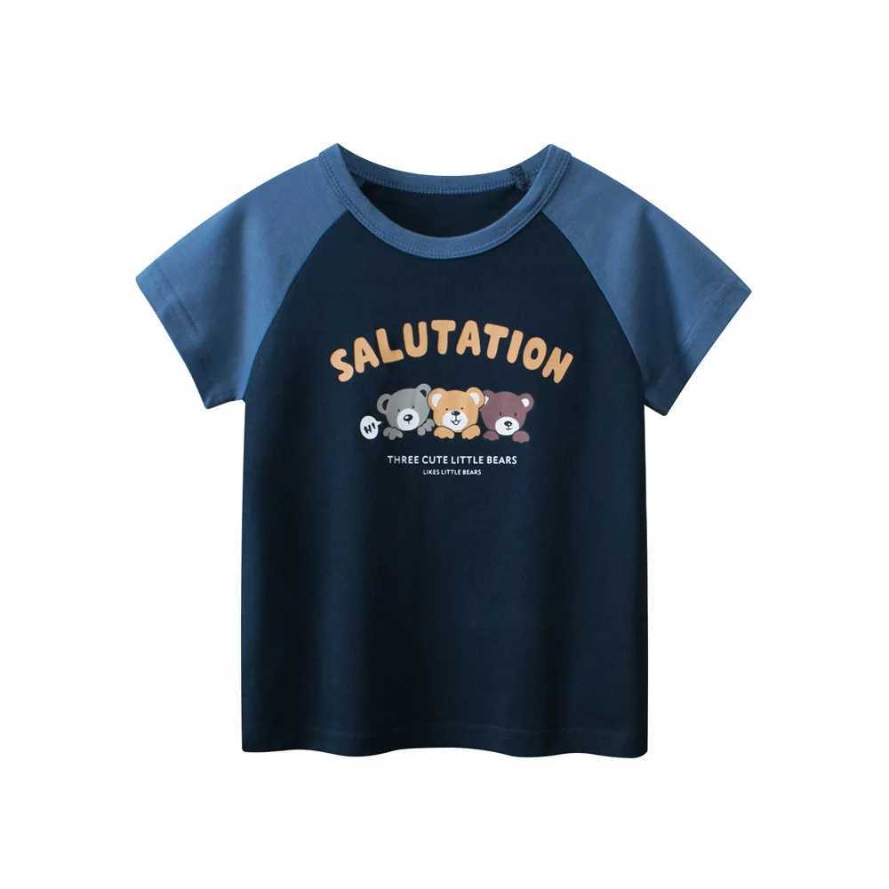 T-shirts 1-9T Toddler Kid Tshirt Baby Boy Girl Clothes Cotton Infant T Shirt Cute Sweet Basic Tee Top Bear Print Childrens OutfitL24729
