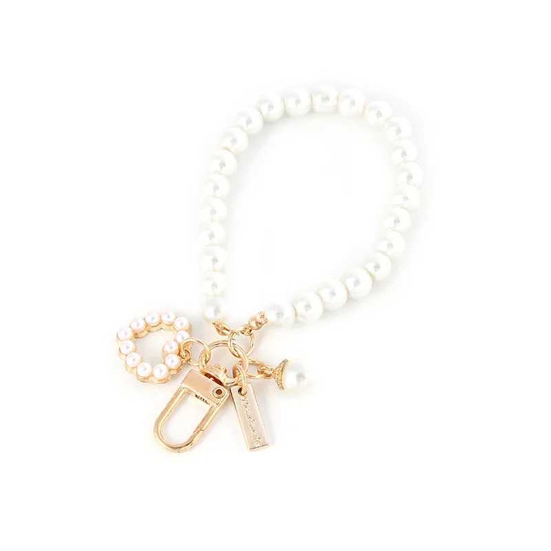Cute Shell Heart Bow Pearl Beads Chain Pendant Phone Keychain Pearl Bag Key ChainL240729
