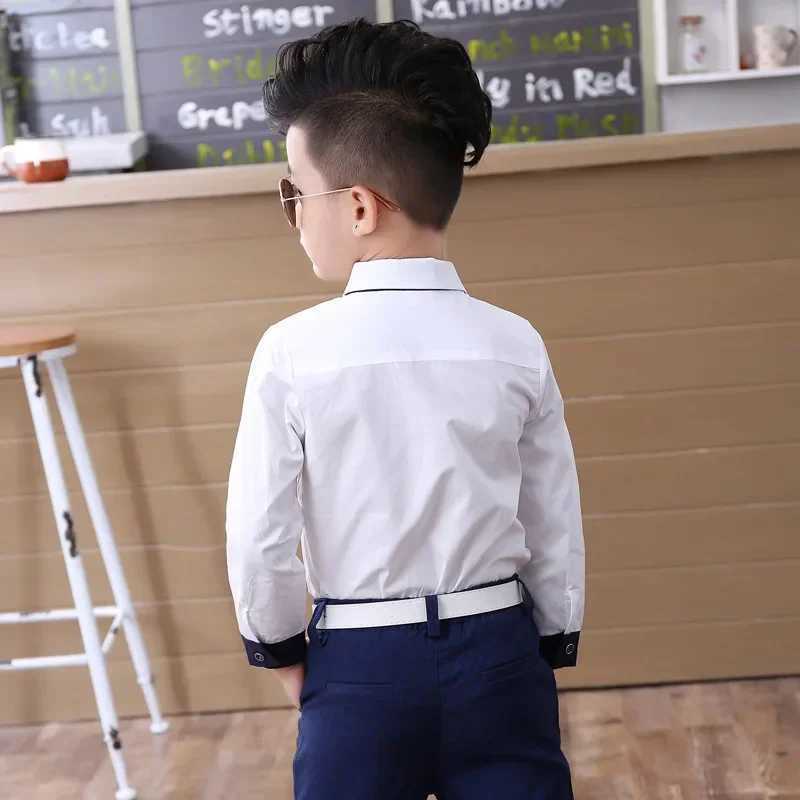 Boys shirt for children aged 2 to 10 2024 spring/summer long sleeved shirt Korean style jacket childrens collar jacketW240729