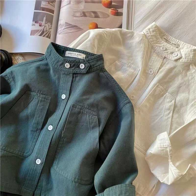 80-140cm Spring and Autumn Girls and Boys Casual Long sleeved Shirts Childrens Casual Shirts Childrens Casual Shirts Childrens ClothingW240729