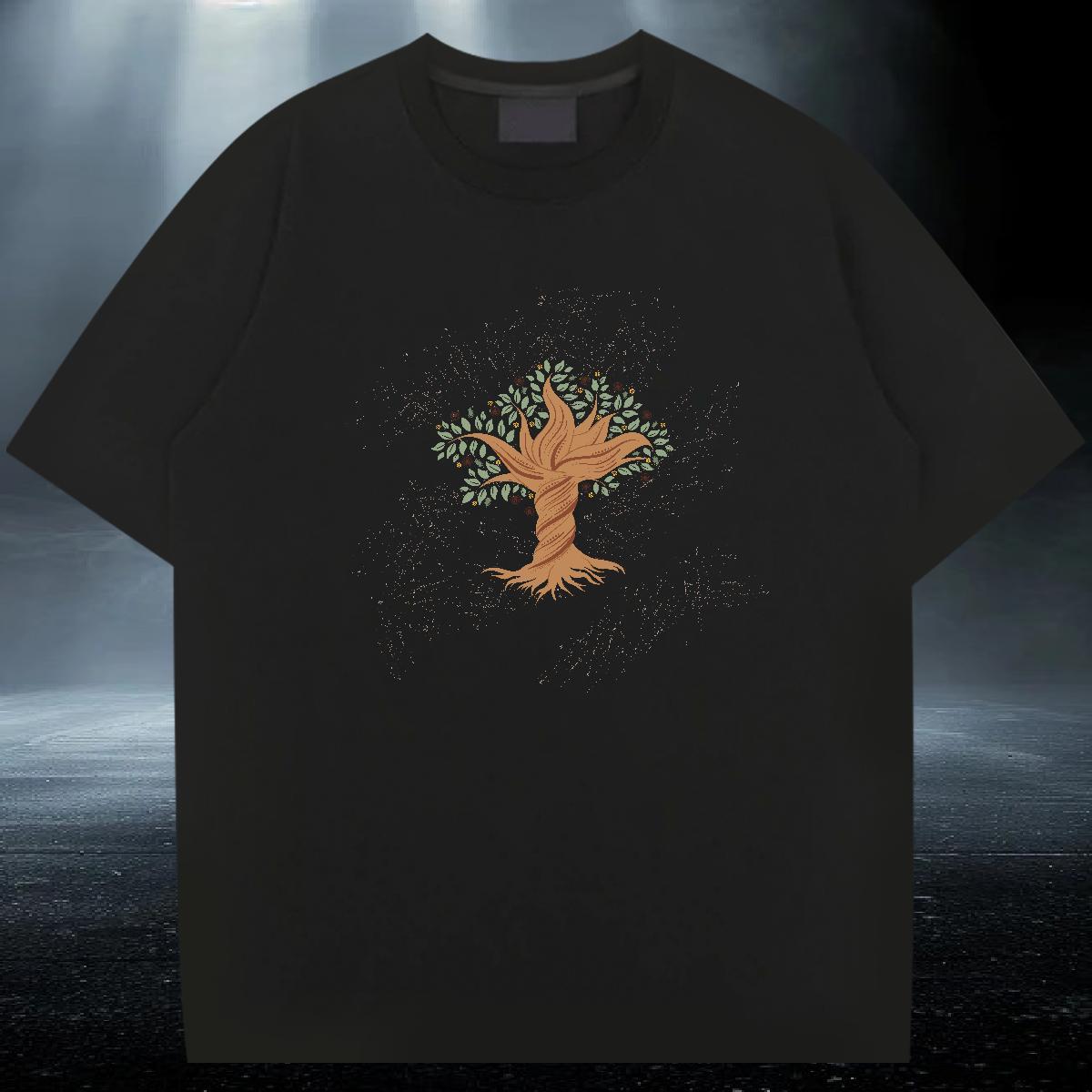 Free Shipping Tshirt for Man Woman 100% Cotton 230g Daily Wear tree Graphic Breathable Short Sleeve 2024 T-Shirts Top Tees