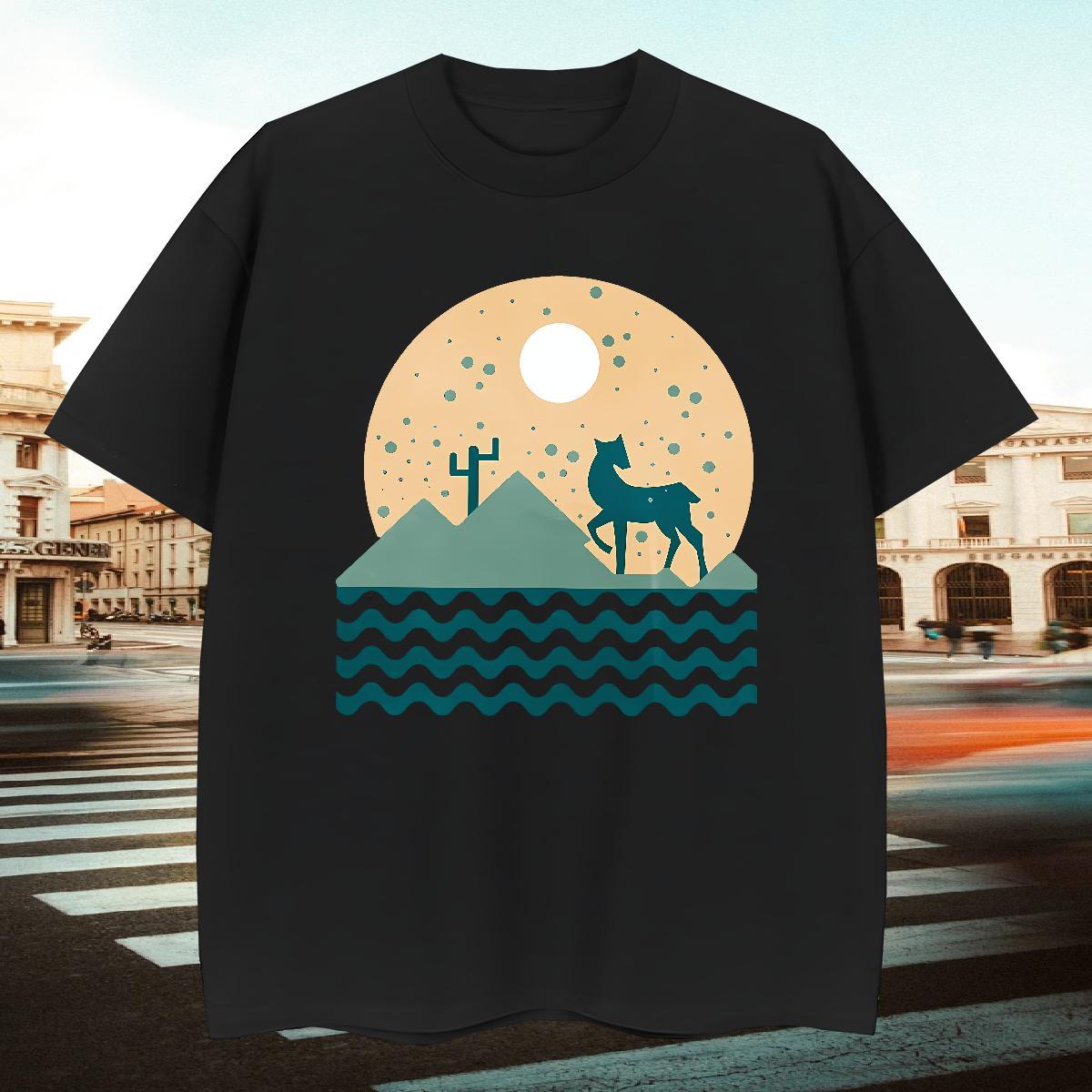 Soft Men Tees 230g Cotton Street wear Hip Hop Deer Oversized 3XL 4XL O-Neck Short Sleeve DIY T Shirt For Man Tee Shirt