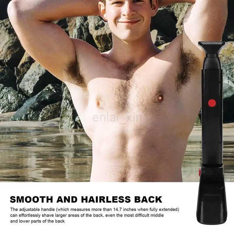 Body Shaving Groomer Back Hair Shaver Trimmer Electric Hair Removal Groomer USB Rechargeable Foldable Man Back Razor Shaver GiftY240729