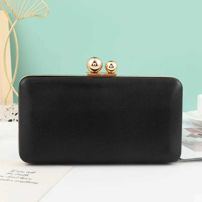 Champagne Leather Evening Party Clutch Bags Womens 2023 Fashion Simple Spherical Double-button Square Bag Over Shoulder HandbagsXJ240729