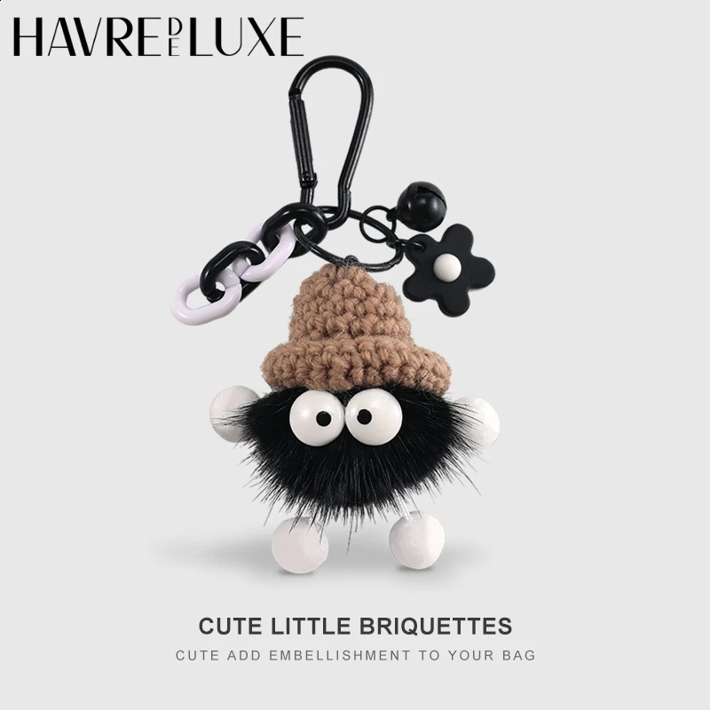 HAVREDELUXE Bag Charm Key Chain Pendant Mink Hair Small Briquettes Car Multi-functional Bag Plush Female Exquisite Pendant 240729