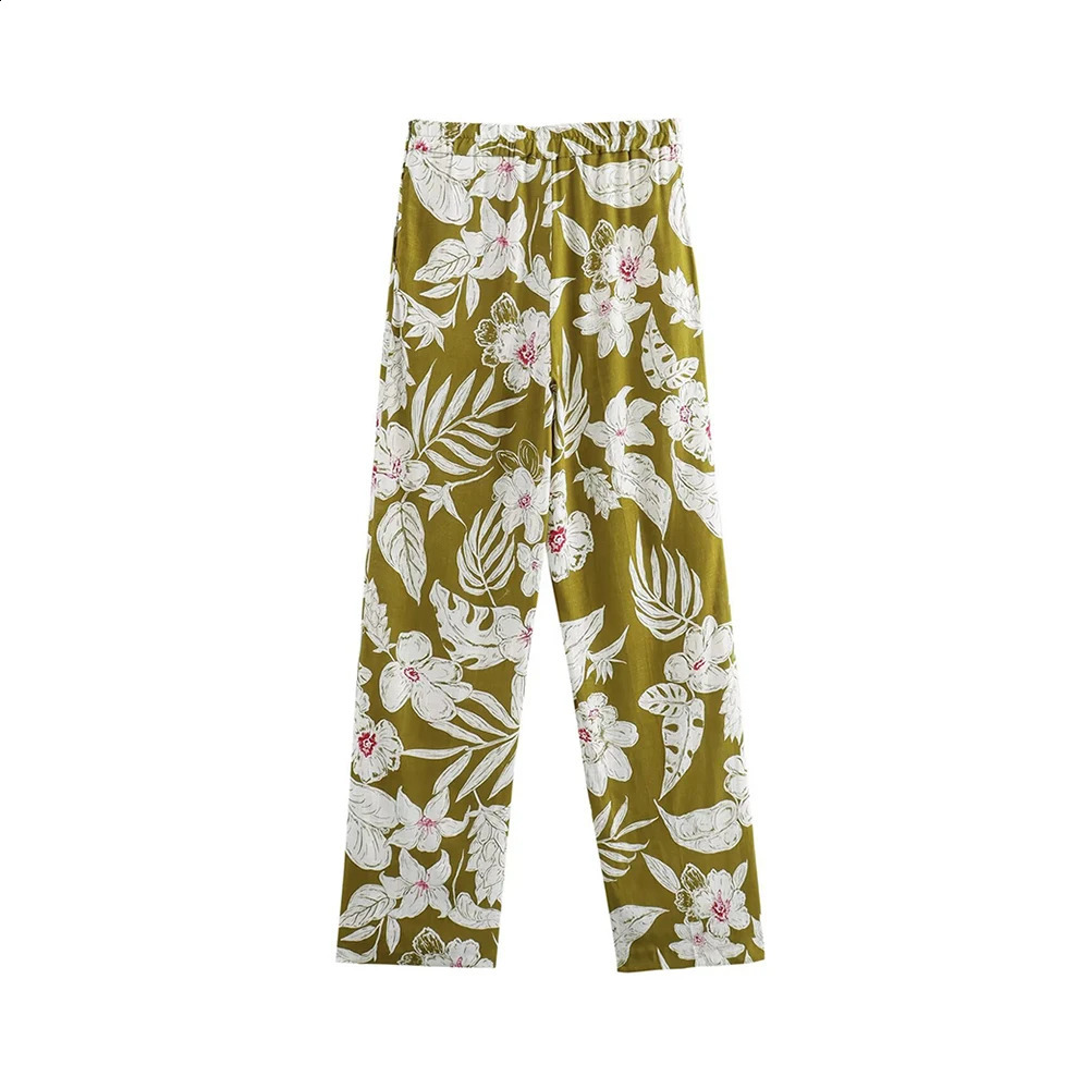 Aoaiiys Print Pants Suits for Woman Blazer Floral Long Sleeve Coat Two Piece Sets Office Lady 2 Pieces Women Outfits 240729