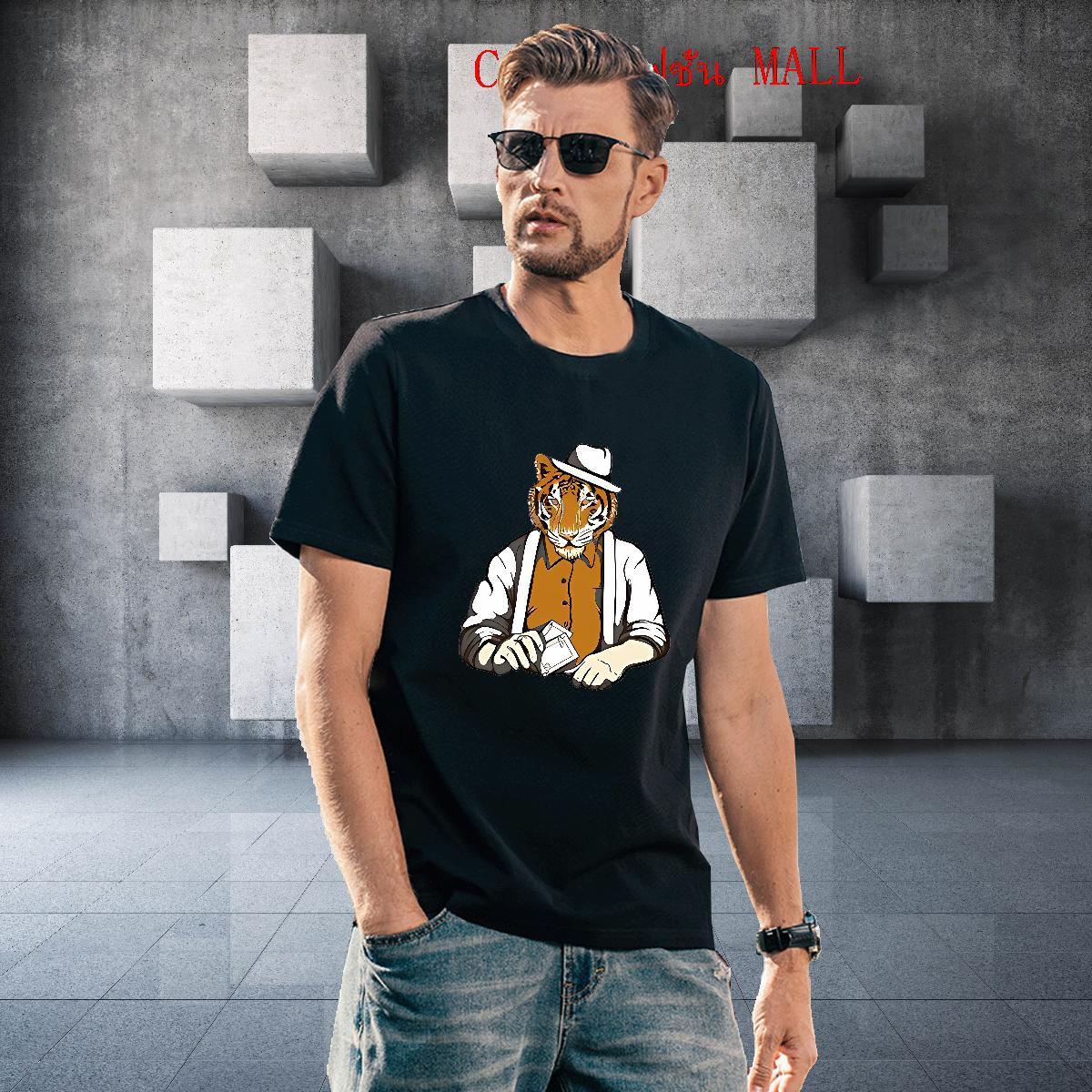 Soft Men Tops Tees 230g Pure Cotton Casual Daily Wear tiger Black Oversized Breathable Short Sleeve Free Shipping Men T Shirts Tee Shirt