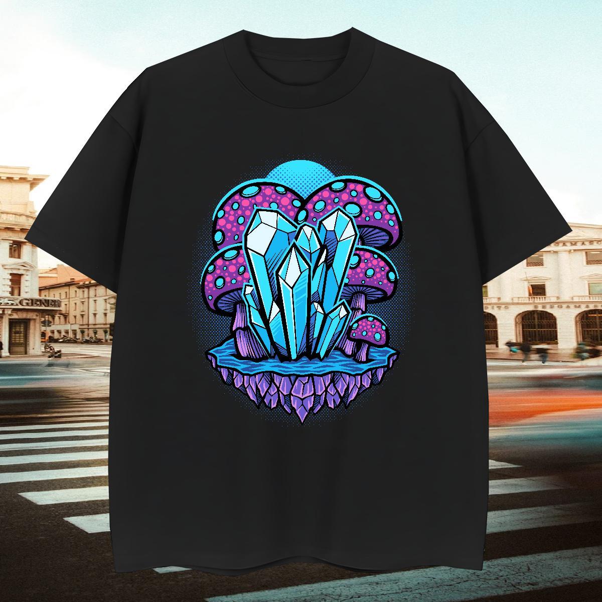 Classic Mens Tshirts 230g 100% Cotton Daily Wear mushroom Customized Print Short Sleeve Soft 2024 T Shirt For Man Tops