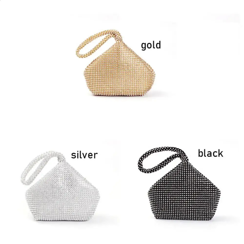 Portable Party Women Triangle Clutch Purse Wedding Prom Pouch Crystal Diamant Evening Bag 240729