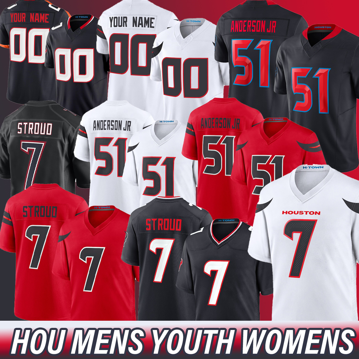 7 CJ Stroud 1 Stefon Diggs Will Anderson Jr Texans Football Jersey Dalton Schultz Dameon Pierce Tank Dell Danielle Hunter Joe Mixon Nico Collins Kamari Lassiter Cade