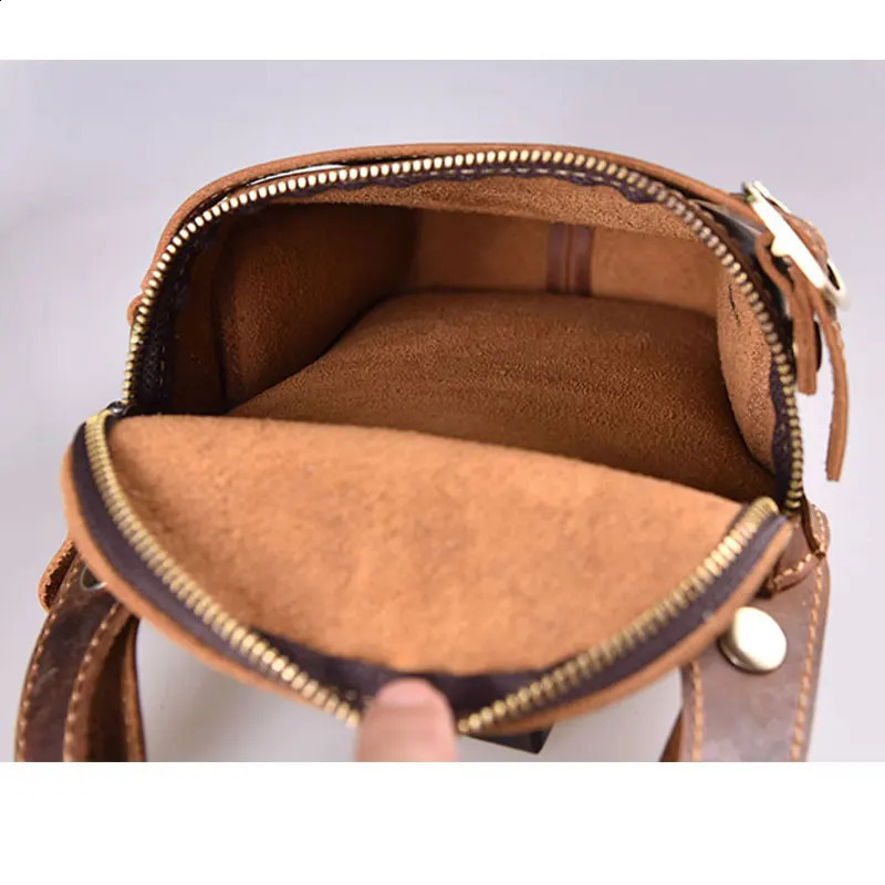 Motorcycle Bag For Men Genuine Leather Hip Belt Bag Mens Crazy Horse Waist Pack Male Hip Fanny Packs Bag Mens Phone Pouch 250103