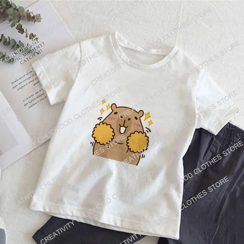 T-shirts Capybara Children T-Shirts Kids Tee Shirt Cartoons Kawaii Casual Clothes Anime for Boy Girl Tops Short Sleeve ClothingL24729