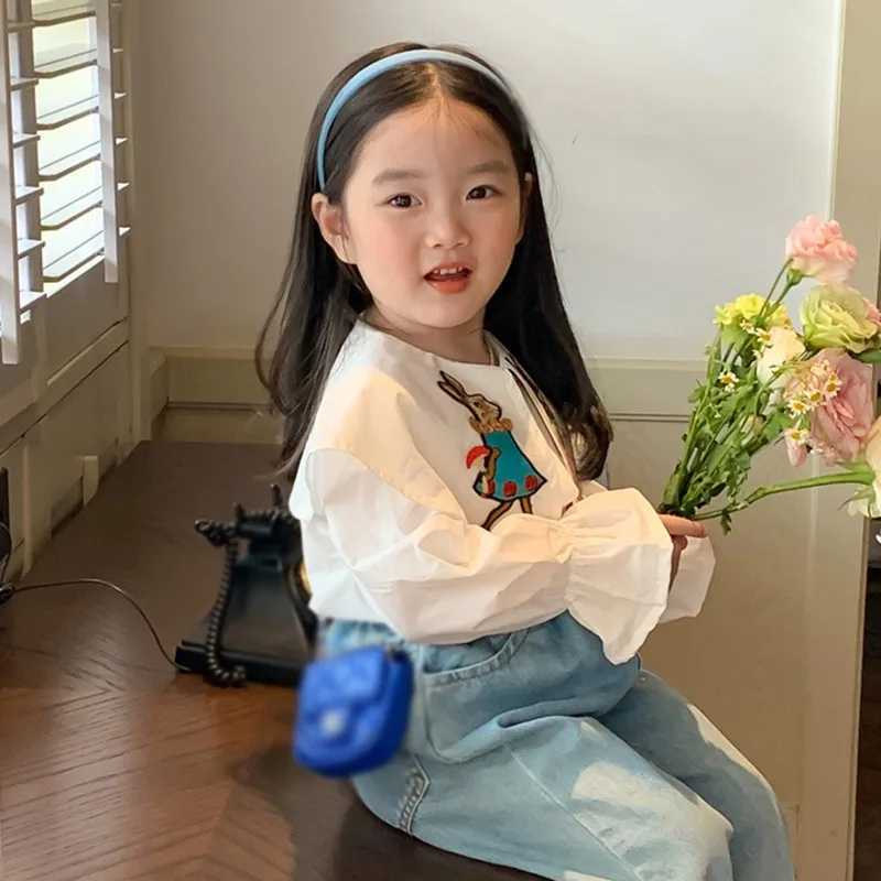 Baby Girl Blouses Spring Autumn Doll Collar Kids Tops Cartoon Embroidery Preschool Shirts Childrens Korean ClothingW240729