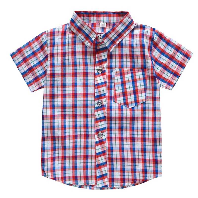 2023 plain weave childrens shirt summer thin short sleeved shirt baby boys shirt cotton casual childrens shirt tee 3-8YW240729