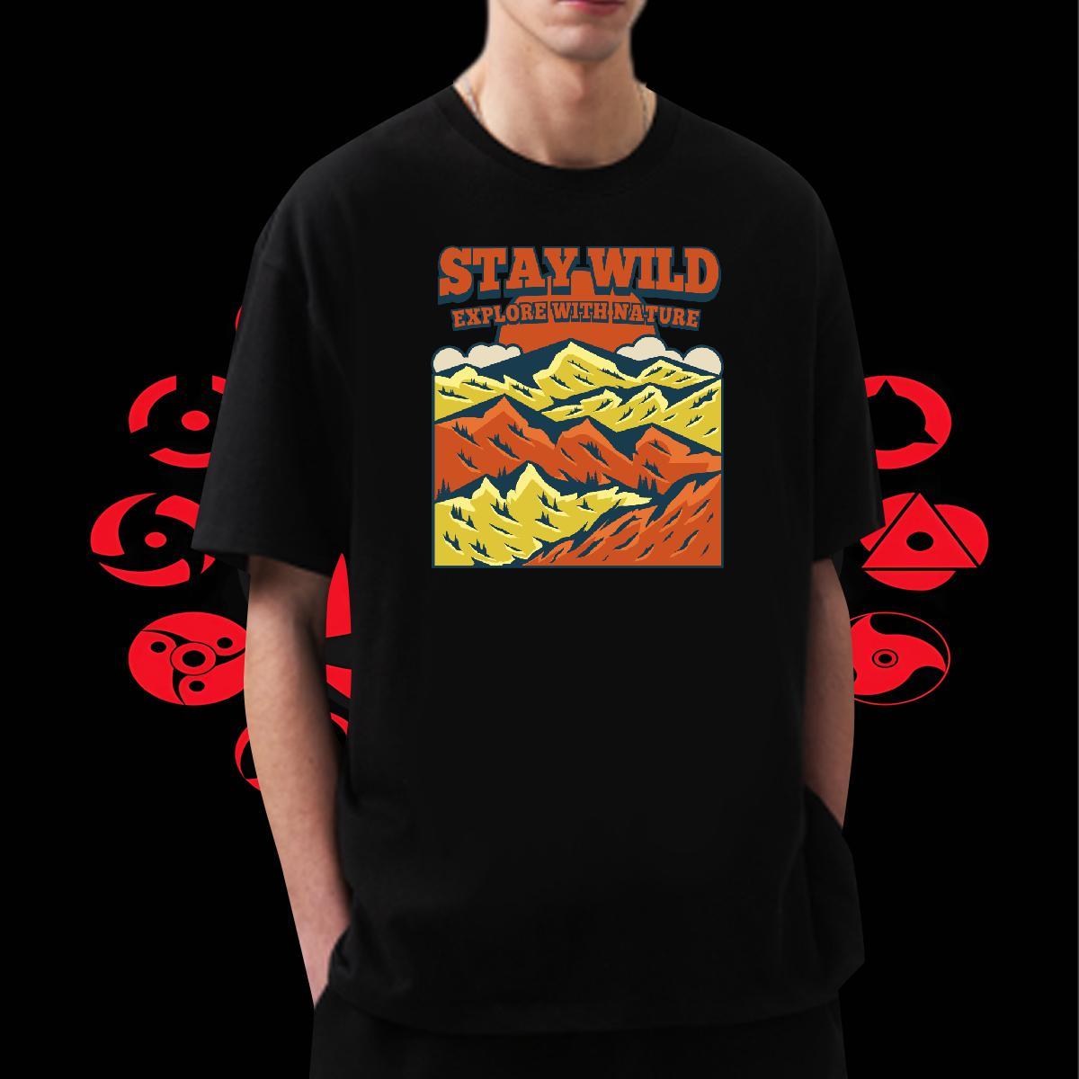 TOP Quality Men Tees 230g Pure Cotton Casual mountains Graphic Crew Neck Breathable Custom T Shirts Men Tshirts