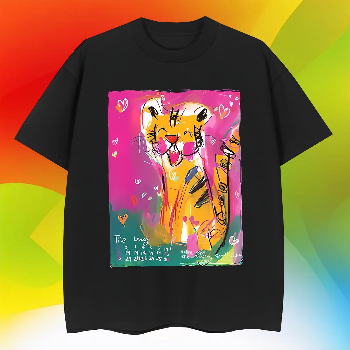 Wholesale Men Tops Tees 100% Cotton 230g Anime Printing Street tiger DIY Breathable 2024 New T shirt Wear