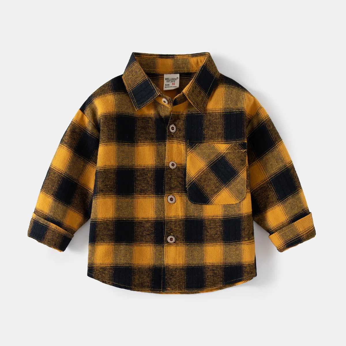 Baby boy plain long sleeved shirt spring collar comfortable cotton mens shirtW240729