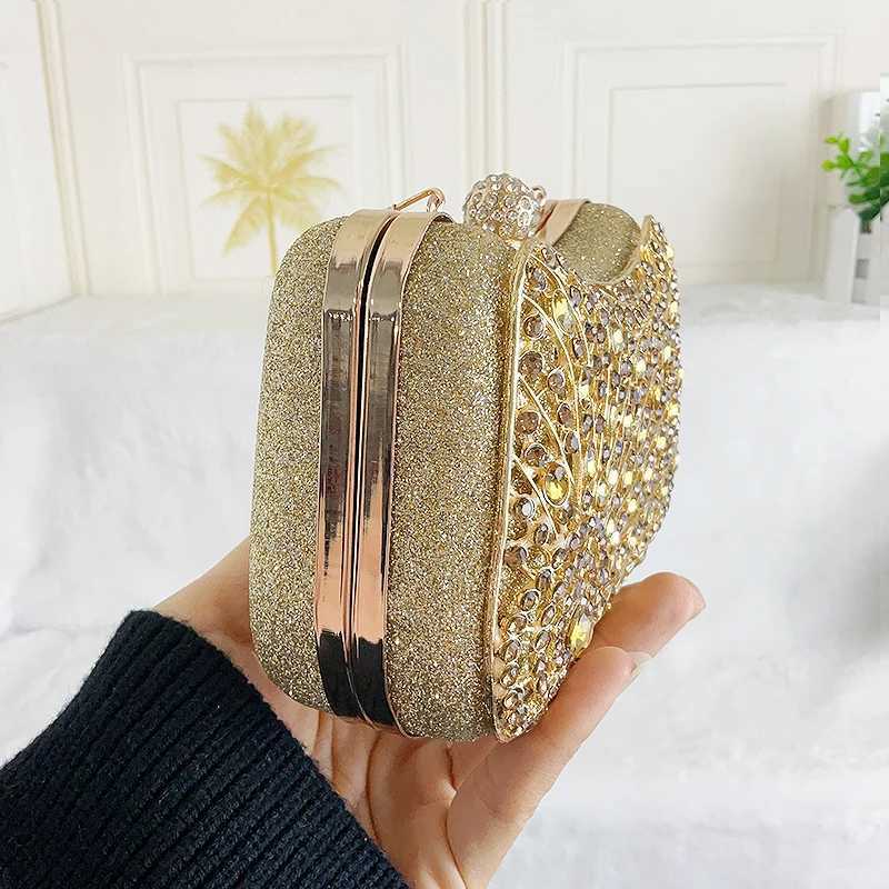 Dazzling Crystal Women Evening Bag Metal Box Clutch Wedding Bridal Diamond Minaudiere Mini Handbags Ladies Party PursesXJ240729