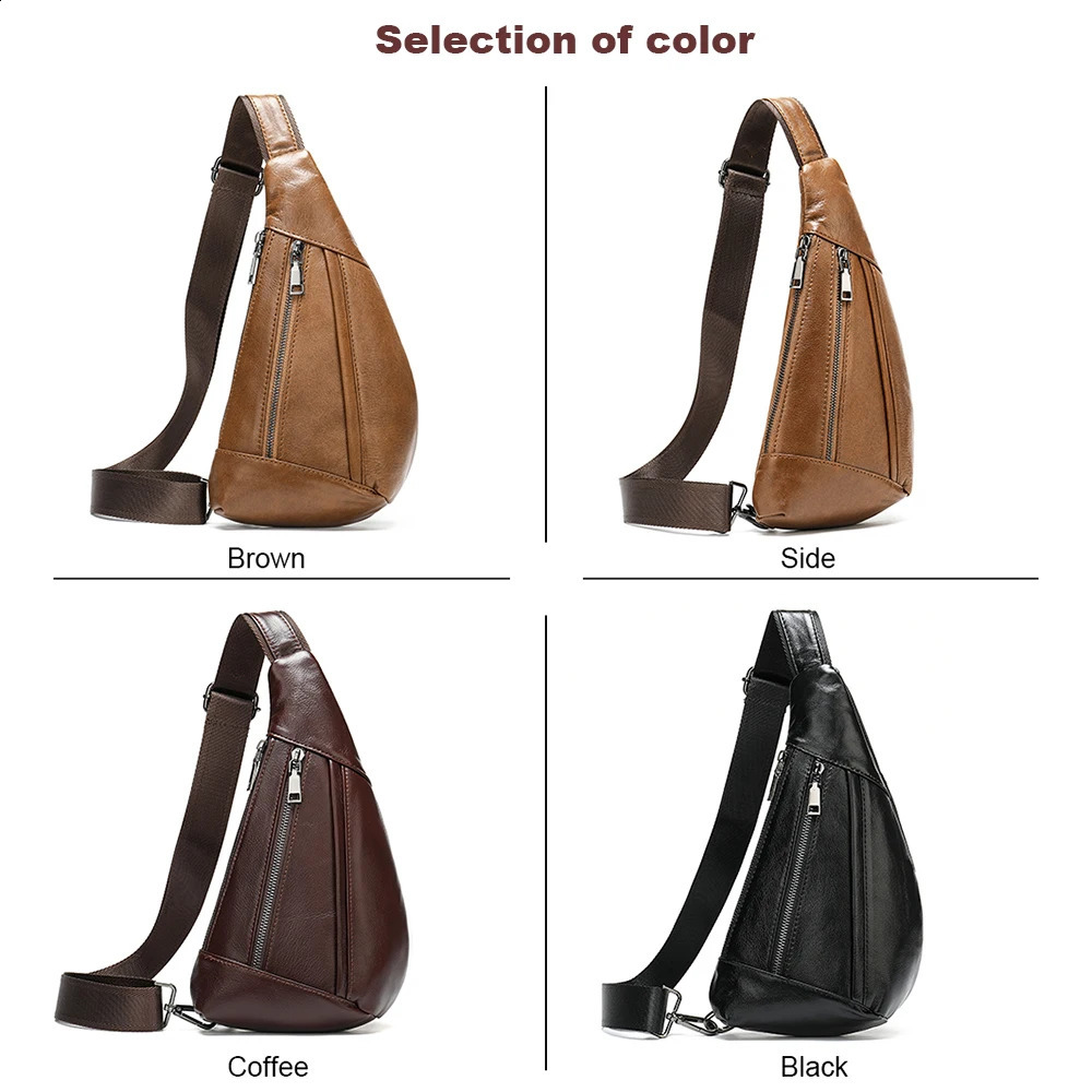 MVA Genuine Leather Bag Mens Crossbody Bag For Men Messenger Bags Men Leather Mens Shoulder/Chest Bags Small Chest Pack 7025 240729