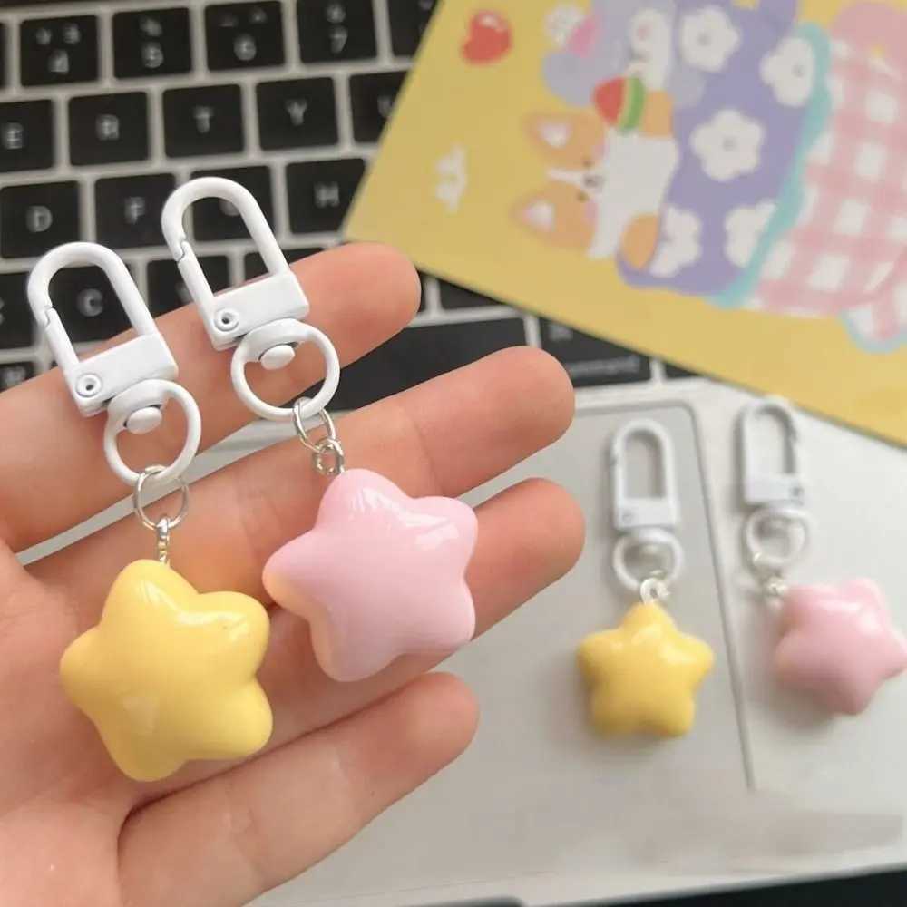 Stars Yellow Pink Stars Keychain Cute Soft Pentagram Chubby Yellow/Pink Fun DecorativeL240729