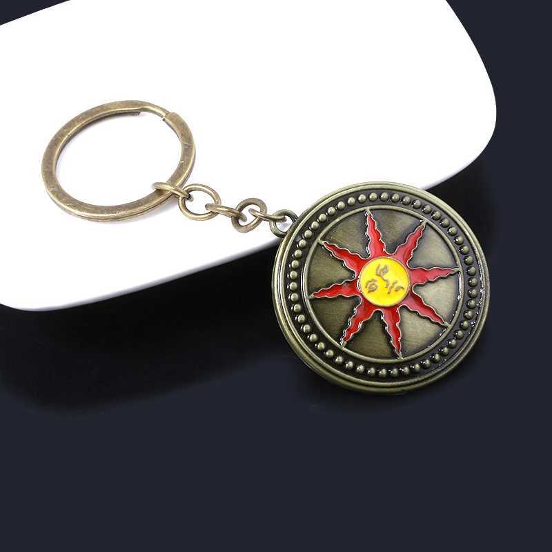 Dark Souls Sun Knight Shield Keychain High Quality Vintage Metal Keyring torque Men Car Accessories JewelryL240729