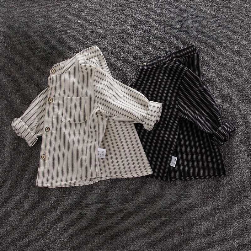 New Spring Childrens Clothing Boys Shirt Long Sleeve Striped Shirt Casual Cotton Shirt TopW240729