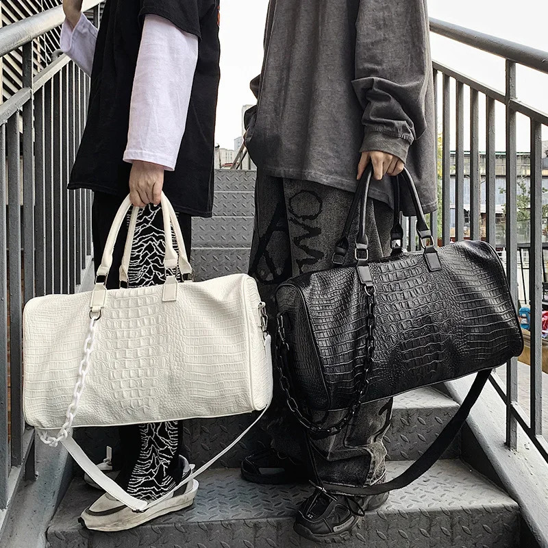 Alligator-skin Satchel PU Large Capacity Gym Bags Waterproof Backpack Sport Weekender Bag with Shoe Compartment Fiess 240729