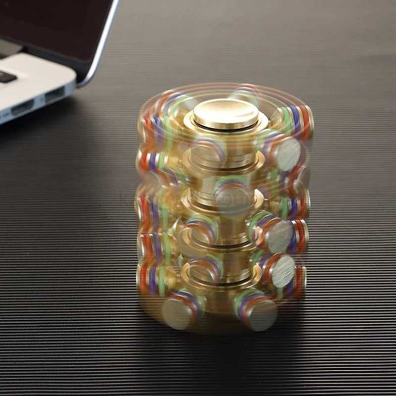 Brass Metal Fidget Spinner 6 Arm EDC Decompression Fingertip Gyro Antistress Toys For Kids Adults Juguetes AntiestrsM240729