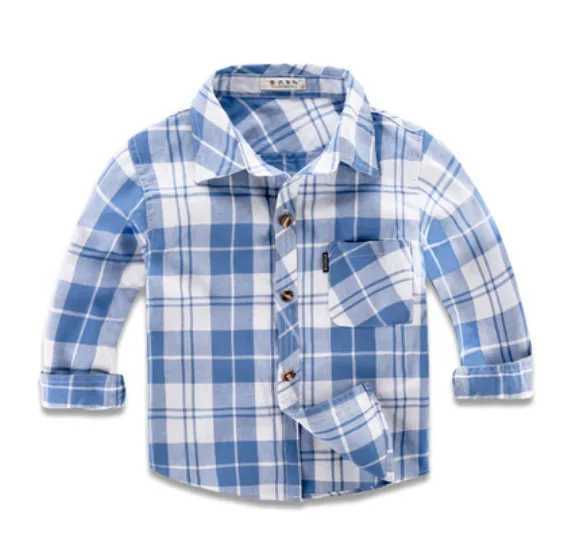 Spring and autumn striped boys shirt baby cotton shirt casual and fashionable checkered shirt childrens 16 color Camisas Para HombreW240729