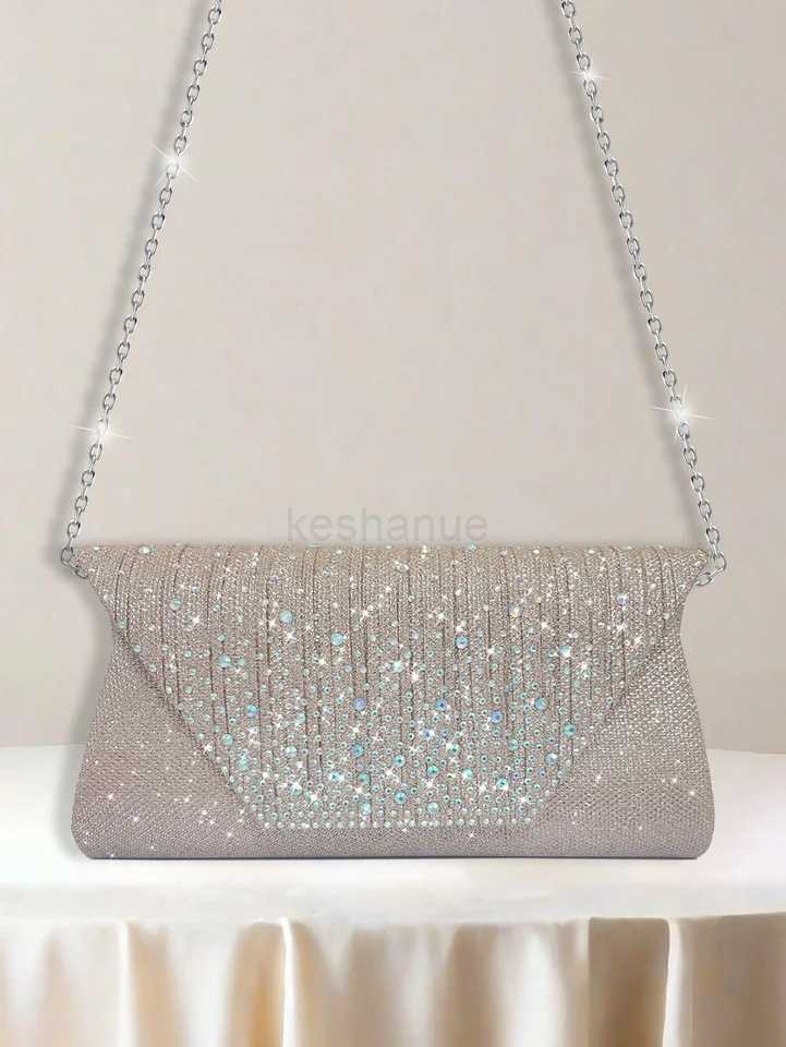 Charming Elegant Sophisticated Quiet Sequined Clutch Rhinestone Stylish Luxurious Shiny Glitter Evening bagXJ240729