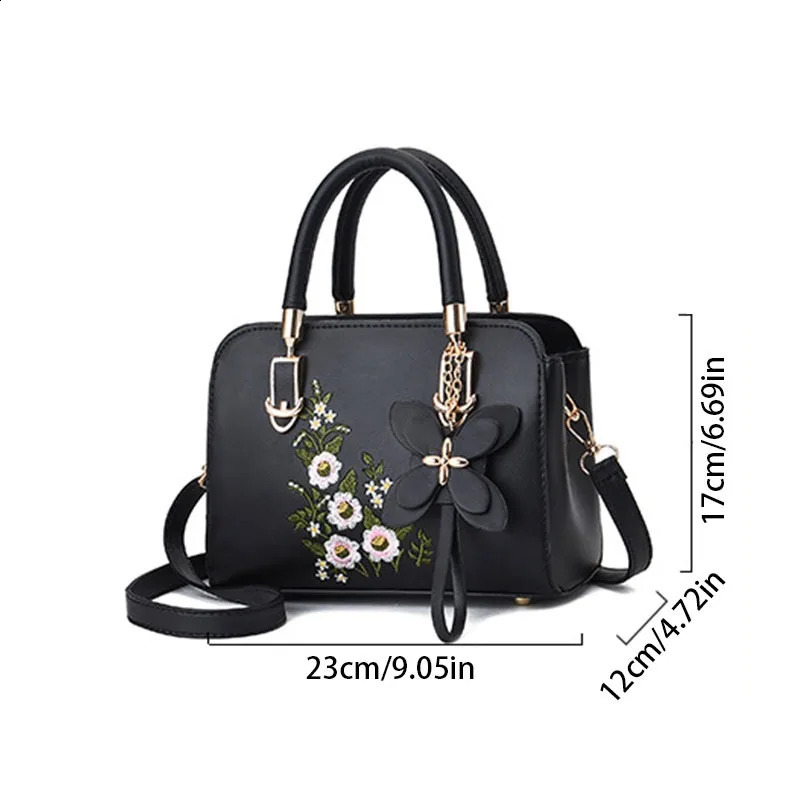 Fashion Floral Shoulder Bag Ladies Daily Work PU Leather Handbag Casual Crossbody Decorative Wallet 240729