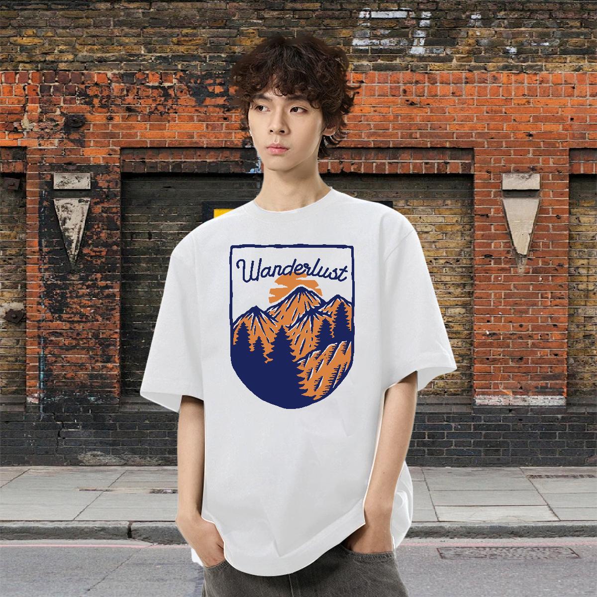 Soft Mens Tshirts 100% Cotton 230g Street wear Hip Hop mountains Plus Size Cartoon Pure Cotton 2024 New Man T Shirts Tees Shirts