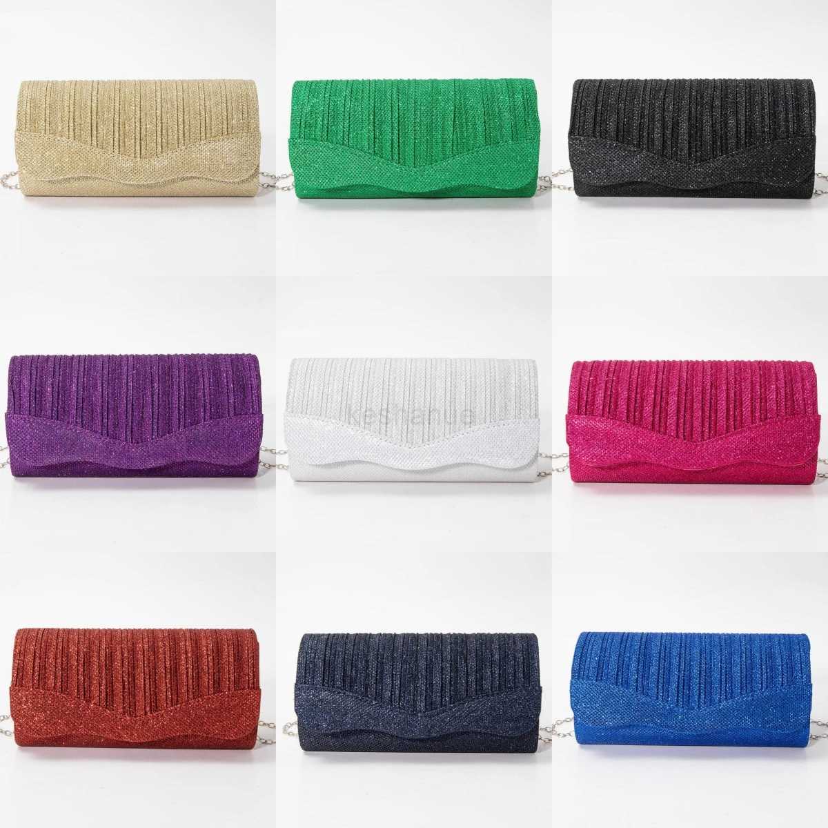 2024 New Pleated Ladies Clutch Luxurious shiny high fashion Party Ladies Tote Evening bagXJ240729