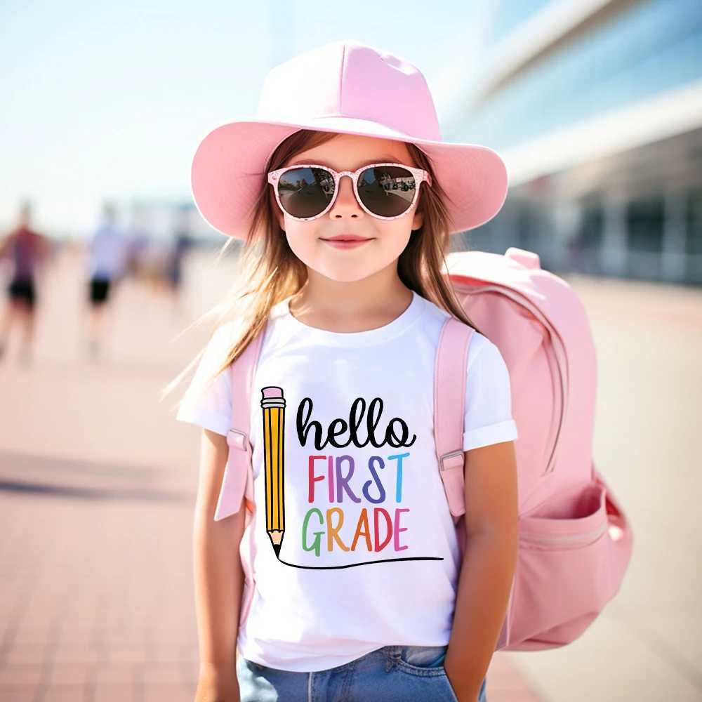 T-shirts Hello First Grade Kids T-Shirt Children Back To School Shirt Boy Girl Clothes First Day of School Shirts Kid 1st Grade Gift TeeL24729