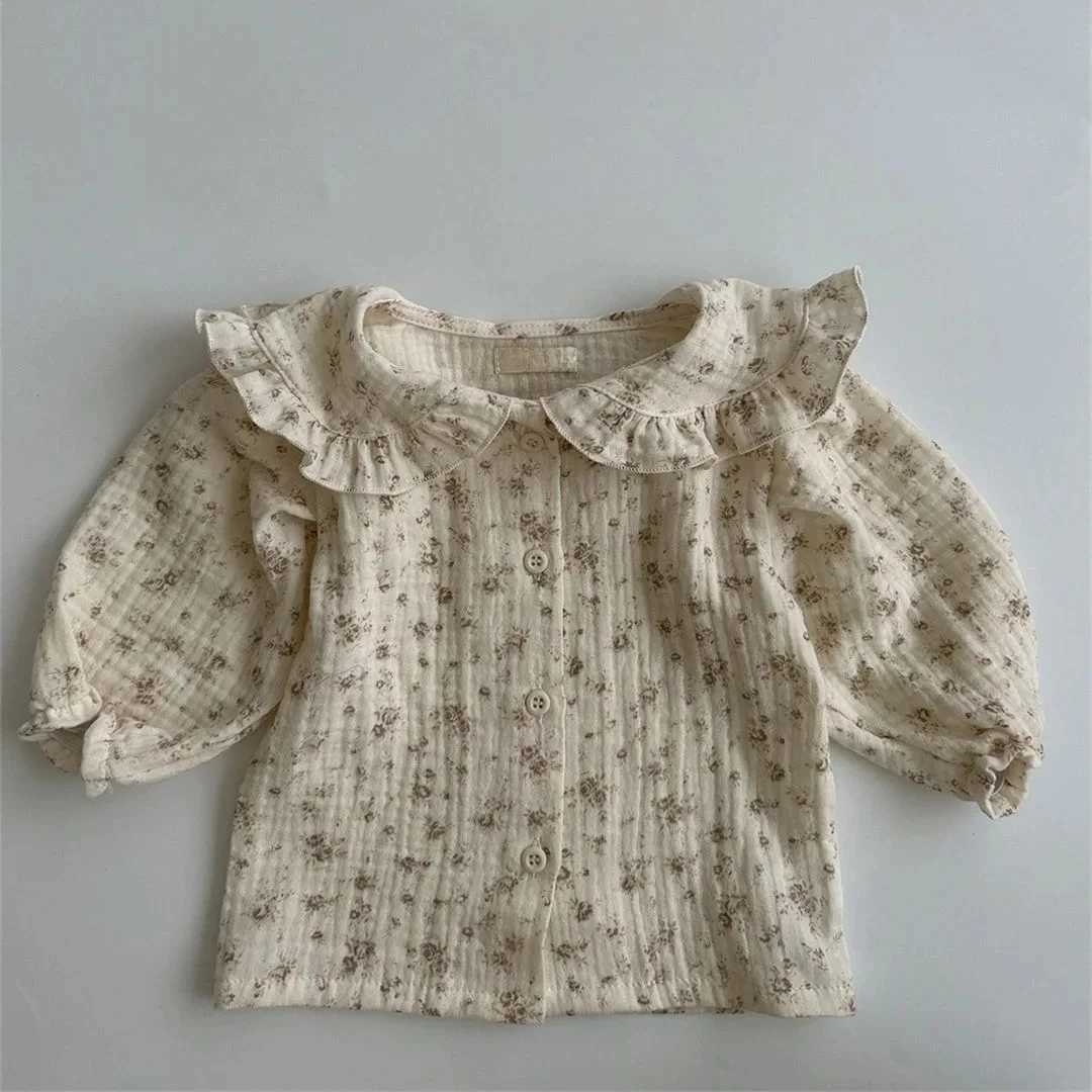 Spring fashion plain baby girl shirt with full sleeves and floral bottoms for young children and girlsW240729