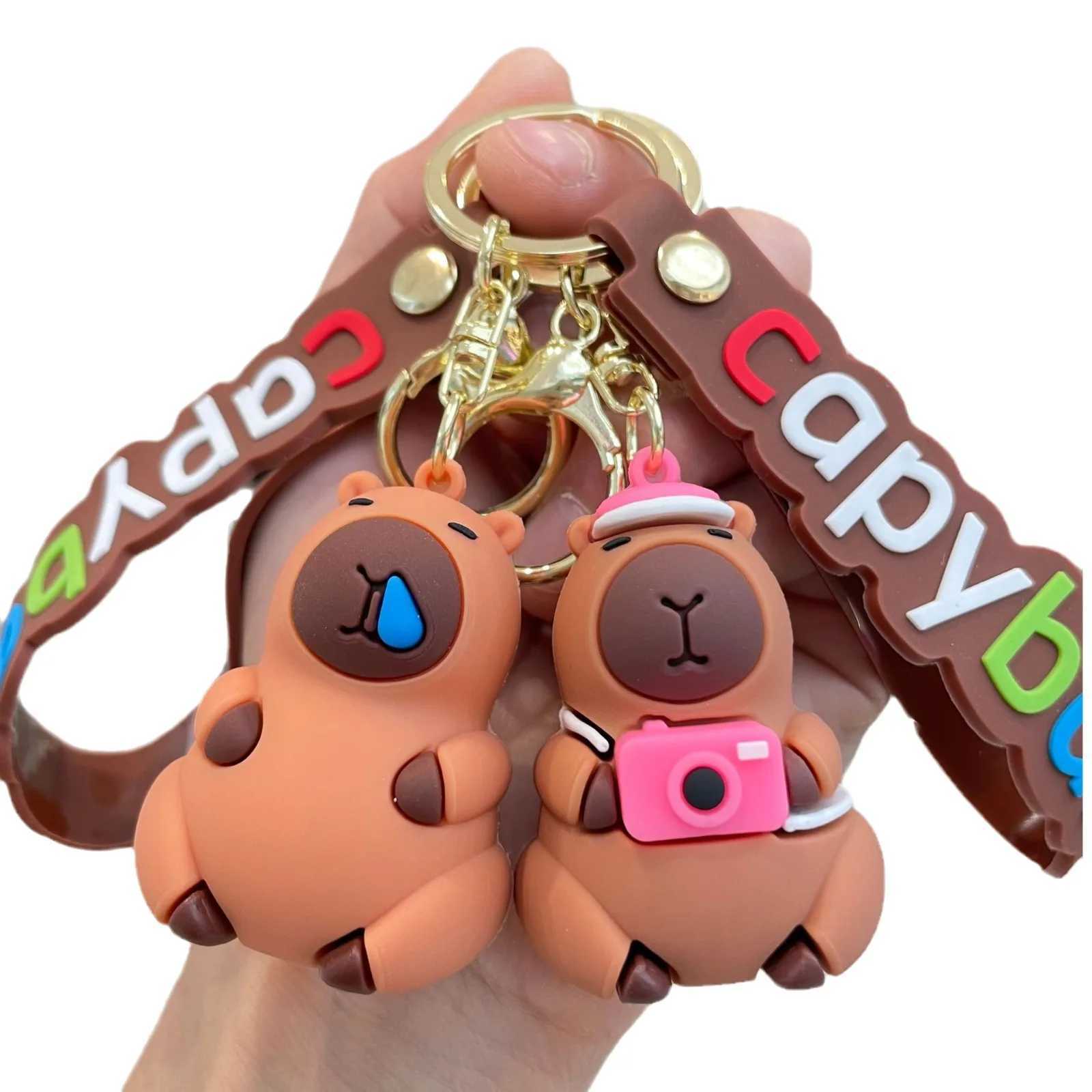 Capybara Rodent Capybara Pvc Pendant PVC Simulation Capybara Pvc Keychain Cute with Turtle Capibara Anime KeyringL240729