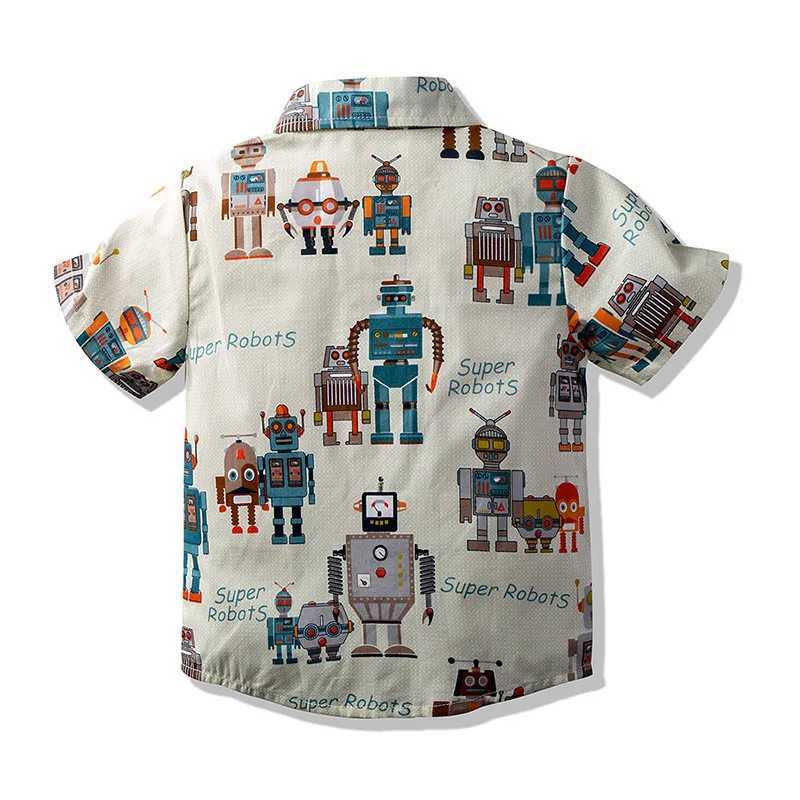 Summer childrens shirts boys fashionable short sleeved collar clothing childrens cotton comfortable cartoon printed shirts childrens clothingW240729